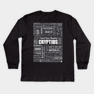 Cryptids in gray Kids Long Sleeve T-Shirt